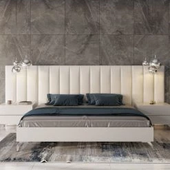 VIG Nova Domus Angela - Italian Modern White Eco Leather Bed W/ Nightstands And Wings Bedroom