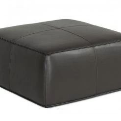 VIG Bedroom Divani Casa April - Modern Dark Grey Leather Square Ottoman