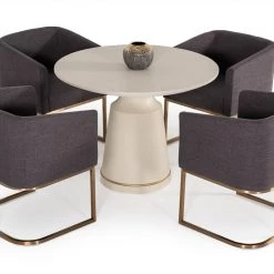 VIG Dining Room Modrest Yukon Modern Fabric And Antique Brass Dining Chair