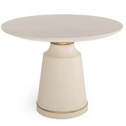VIG Modrest Ariana Modern Off-White Concrete & Brass Round Dining Table Dining Room