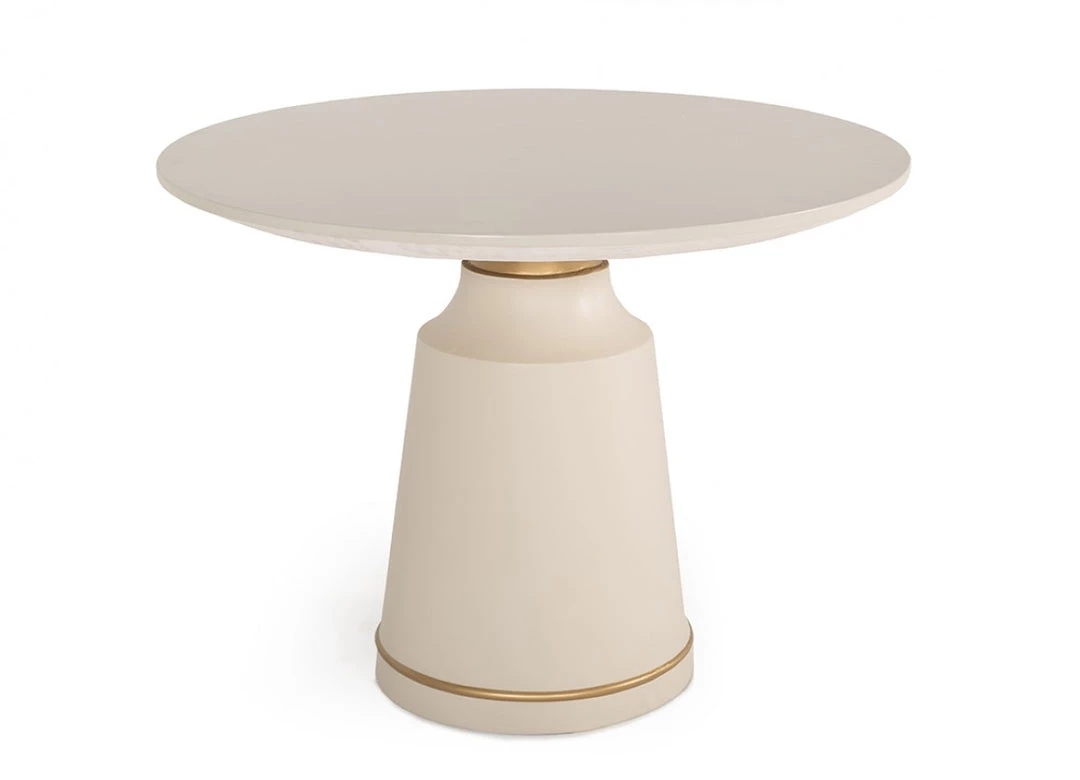 VIG Modrest Ariana Modern Off-White Concrete & Brass Round Dining Table Dining Room