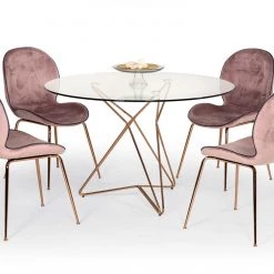 VIG Modrest Wendy Modern Pink Velvet & Rosegold Dining Chair (Set Of 2) Dining Room