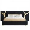 VIG Modrest Aspen - Eastern King Glam Black Velvet & Gold Bed