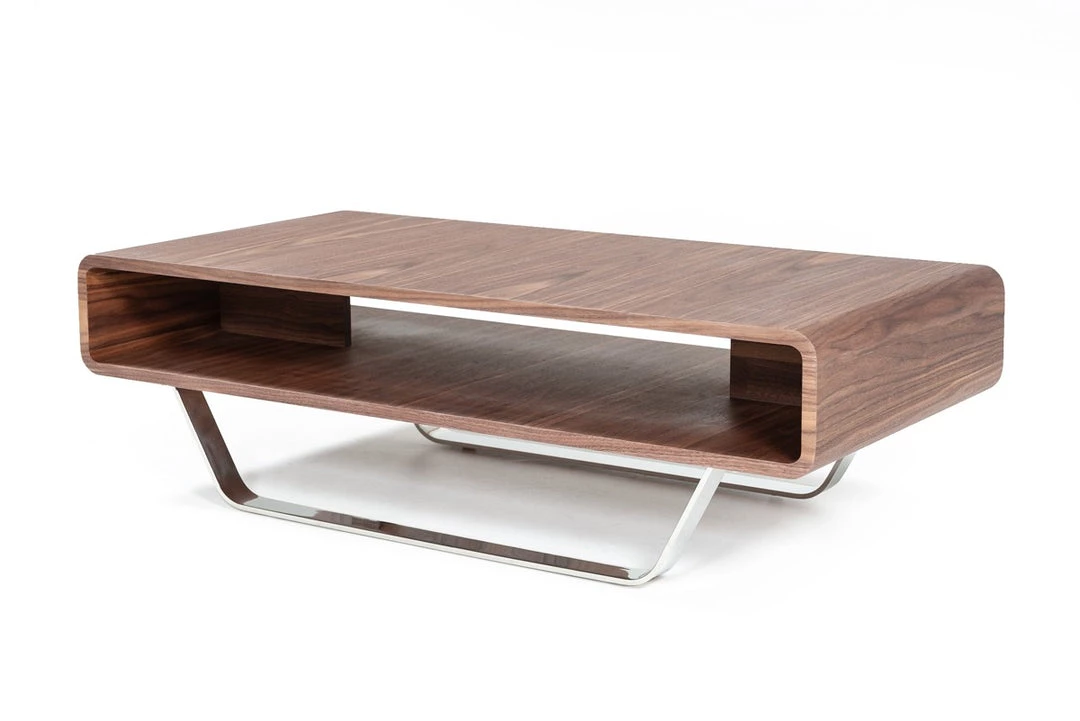 VIG Living Room Modrest Avis - Modern Walnut Matte Coffee Table By Hollywood Glam