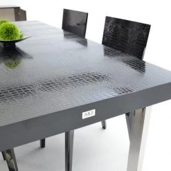 VIG A&X Skyline - Modern Black Crocodile Lacquer Extendable Dining Table Dining Room