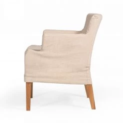 VIG Modrest Axtell - Farmhouse Oatmeal Fabric Dining Arm Chair Dining Room