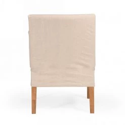 VIG Modrest Axtell - Farmhouse Oatmeal Fabric Dining Arm Chair Dining Room