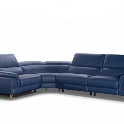VIG Accenti Italia Azur - Italian Modern Blue Leather Sectional Sofa With Recliner