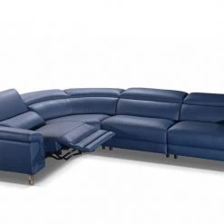 VIG Accenti Italia Azur - Italian Modern Blue Leather Sectional Sofa With Recliner