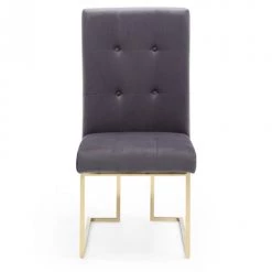 VIG Dining Room Modrest Legend Modern Grey Fabric & Gold Dining Chair (Set Of 2)