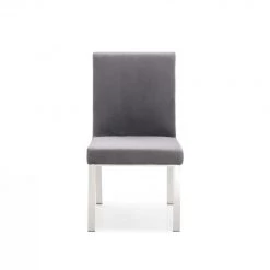 VIG Modrest Reba Modern Grey Velvet & Stainless Steel Dining Chair (Set Of 2)