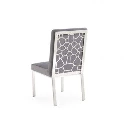 VIG Modrest Reba Modern Grey Velvet & Stainless Steel Dining Chair (Set Of 2)