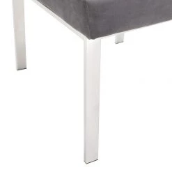 VIG Modrest Reba Modern Grey Velvet & Stainless Steel Dining Chair (Set Of 2)