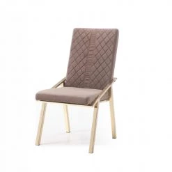 VIG Dining Room Modrest Acton Modern Brown Velvet & Gold Dining Chair (Set Of 2)