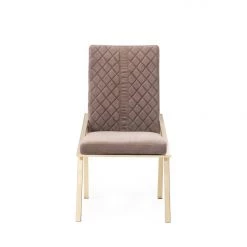 VIG Dining Room Modrest Acton Modern Brown Velvet & Gold Dining Chair (Set Of 2)