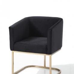 VIG Modrest Yukon Modern Black Velvet & Gold Dining Chair Dining Room