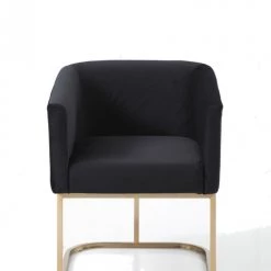 VIG Modrest Yukon Modern Black Velvet & Gold Dining Chair Dining Room