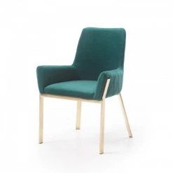 VIG Dining Room Modrest Robin Modern Green Velvet & Gold Dining Chair