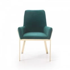 VIG Dining Room Modrest Robin Modern Green Velvet & Gold Dining Chair