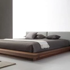 VIG Modrest Opal Modern Walnut & Grey Platform Bed Beds & Headboards
