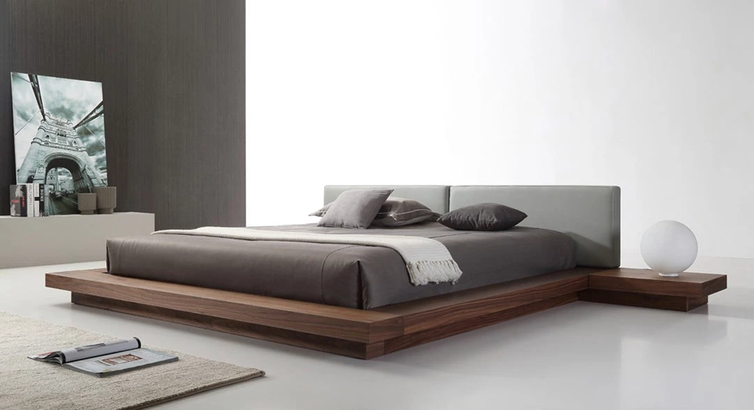 VIG Modrest Opal Modern Walnut & Grey Platform Bed Beds & Headboards