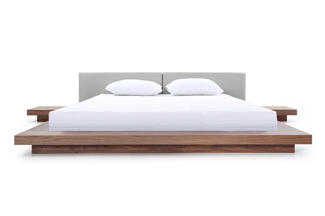 VIG Modrest Opal Modern Walnut & Grey Platform Bed Beds & Headboards