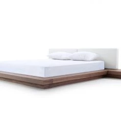 VIG Modrest Opal Modern Walnut & White Platform Bed Beds & Headboards