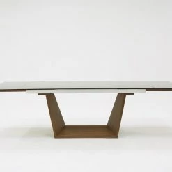 VIG Modrest Babia Modern Smoked Glass & Walnut Extendable Dining Table Dining Room