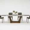 VIG Modrest Babia Modern Smoked Glass & Walnut Extendable Dining Table Dining Room