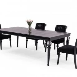 VIG A&X Baccarat - Transitional Black Crocodile Lacquer & Crystal Dining Table