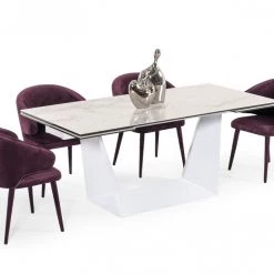 VIG Dining Room Modrest Baldwin - Modern White Ceramic Extendable Dining Table