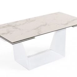 VIG Dining Room Modrest Baldwin - Modern White Ceramic Extendable Dining Table