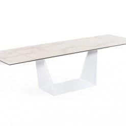 VIG Dining Room Modrest Baldwin - Modern White Ceramic Extendable Dining Table