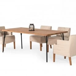 VIG Modrest Barnum - Industrial Oak And Black Iron Live Edge Dining Table Dining Room