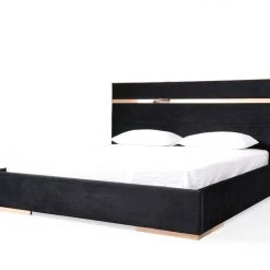 VIG Nova Domus Cartier Modern Black Velvet & Rosegold Bed
