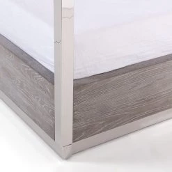 VIG Modrest Arlene Modern Grey Elm & Stainless Steel Canopy Bed Bedroom