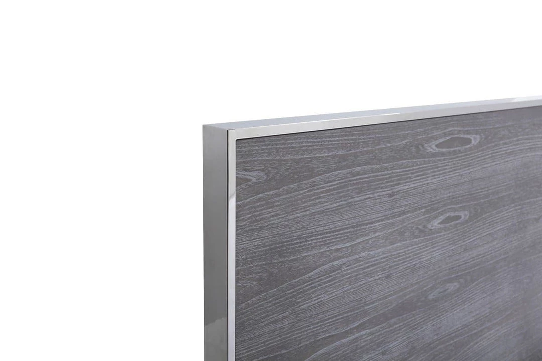 VIG Modrest Charlene Modern Grey Elm & Stainless Steel Bed