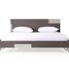 VIG Modrest Nicola Modern Grey Oak & Stainless Steel Bed Beds & Headboards