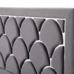 VIG Beds & Headboards Modrest Audrey Modern Grey Velvet & Stainless Steel Bed