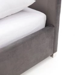 VIG Beds & Headboards Modrest Audrey Modern Grey Velvet & Stainless Steel Bed