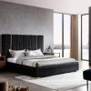 VIG Beds & Headboards Modrest Evonda Modern Black Velvet & Brass Bed