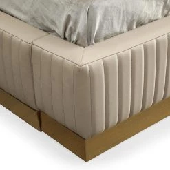 VIG Modrest Aspen Modern Beige Bonded Leather & Gold Bed