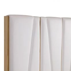 VIG Modrest Nixa Modern White Bonded Leather & Gold Bed Beds & Headboards