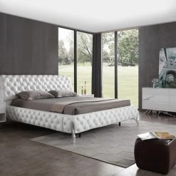 VIG Modrest Legend Modern White Bonded Leather Bed Bedroom