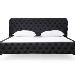 VIG Modrest Legend Modern Black Velvet & Gold Bed Bedroom
