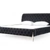 VIG Modrest Legend Modern Black Velvet & Gold Bed Bedroom