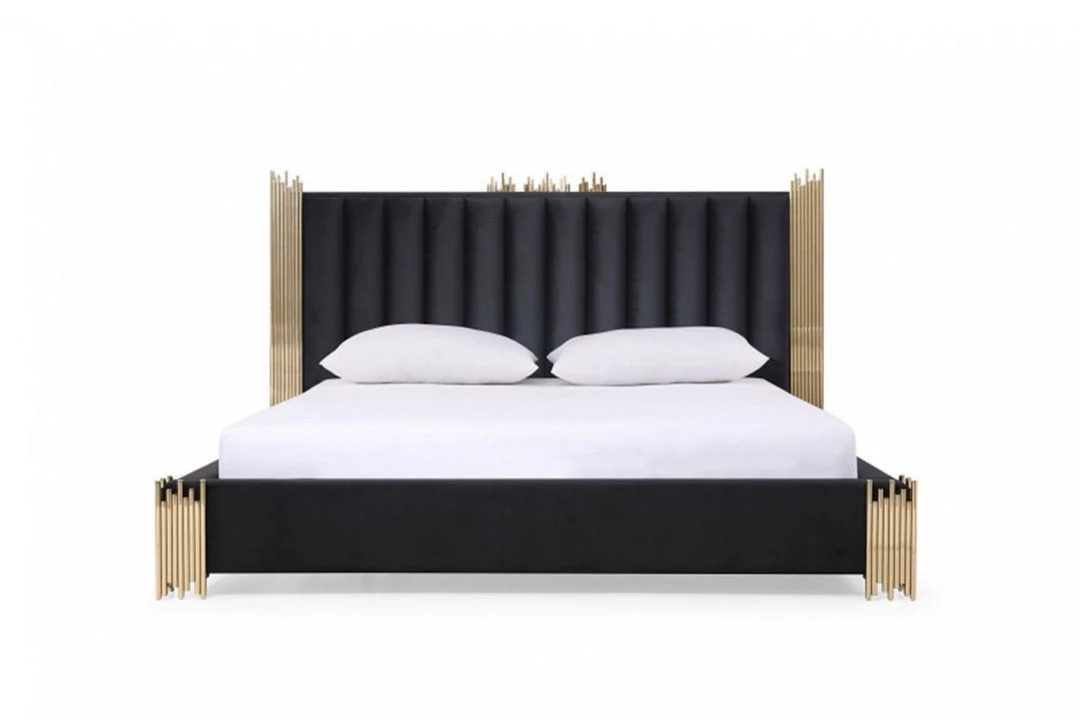 VIG Beds & Headboards Modrest Token Modern Black & Gold Bed