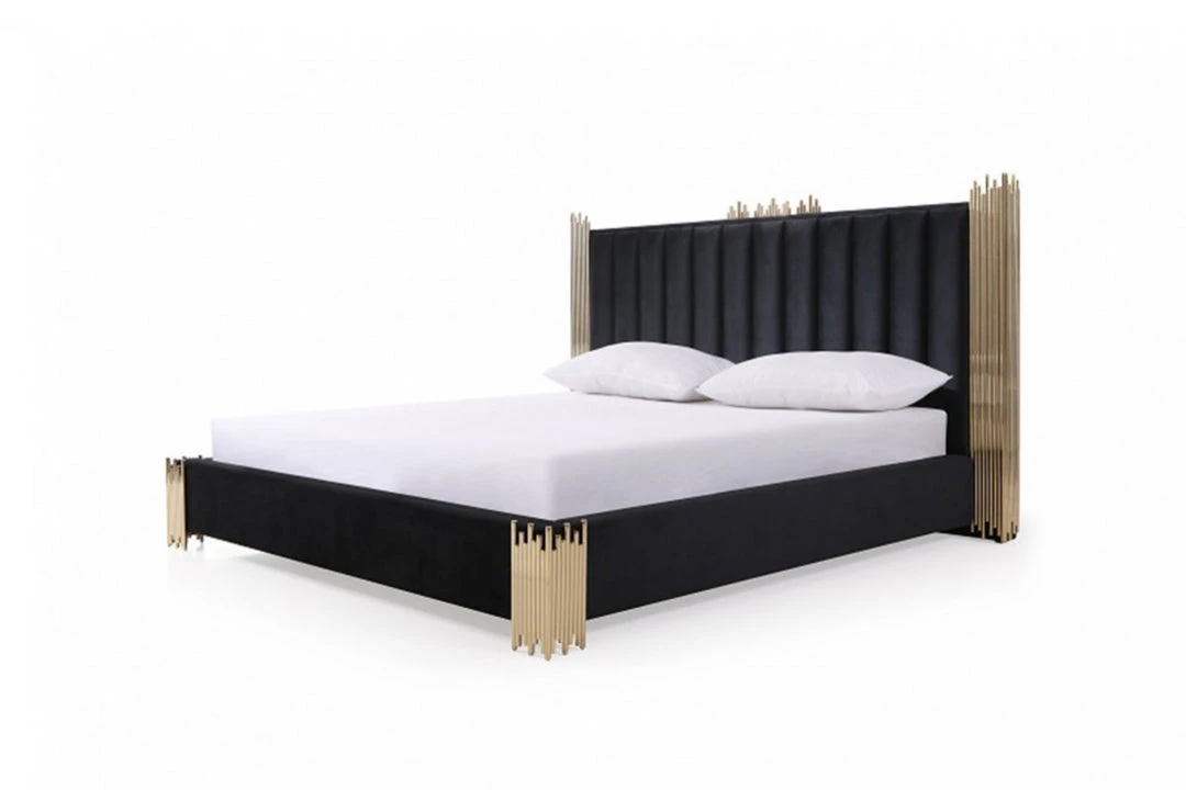 VIG Beds & Headboards Modrest Token Modern Black & Gold Bed