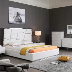 VIG Modrest Chrysler Modern White Bonded Leather Bed