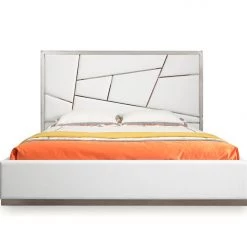 VIG Modrest Chrysler Modern White Bonded Leather Bed